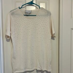 Diane Gilman Cream Embellished  shirt